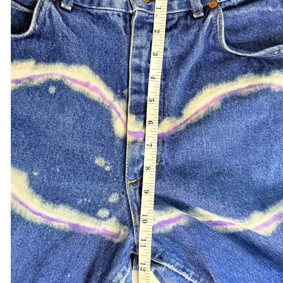 Vintage Y2K Lee High Waist Cropped Jeans Women’s 28 Lightning Bleach Design - Picture 8 of 10